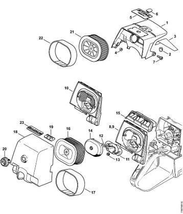 Motosierras de gasolina (MS) MS 460 Cubierta, Filtro de aire de la marca Stihl