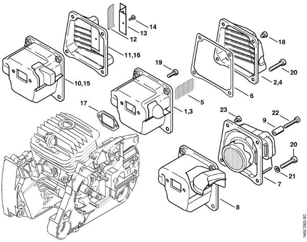 Motosierras de gasolina (MS) MS 460-W Silenciador de la marca Stihl