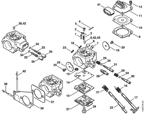 Motosierras de gasolina (MS) MS 460-Z Magnum Carburador HD-14, HD-16, HD-24 de la marca Stihl