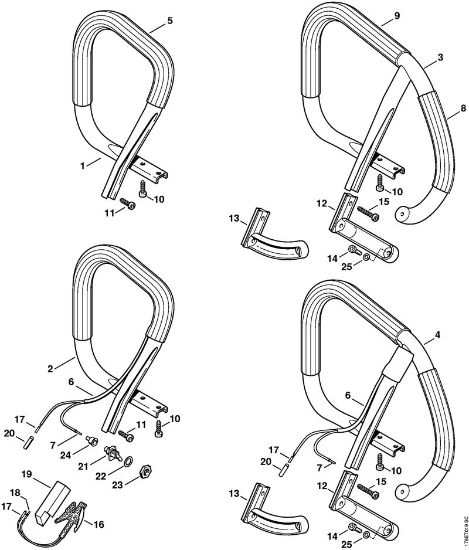 Motosierras de gasolina (MS) MS 460-Z Magnum Manillar tubular, Lámina de calefacción de la marca Stihl