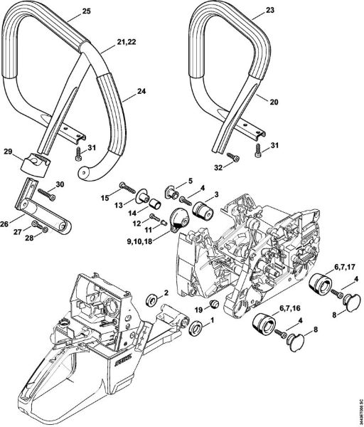 Motosierras de gasolina (MS) MS 461 Systema AV, Manillar tubular de la marca Stihl