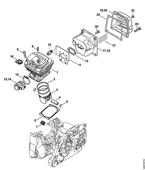 Motosierras de gasolina (MS) MS 461-R Cilindro, Silenciador de la marca Stihl