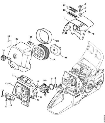 Motosierras de gasolina (MS) MS 461-R Cubierta, Filtro de aire de la marca Stihl