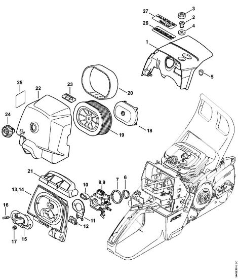 Motosierras de gasolina (MS) MS 461-R Cubierta, Filtro de aire de la marca Stihl