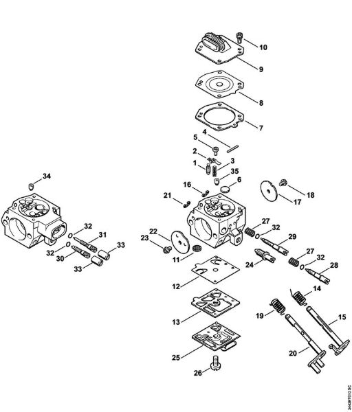 Motosierras de gasolina (MS) MS 461-VW Carburador HD-50, HD-51 de la marca Stihl
