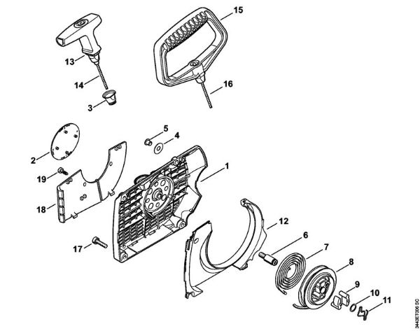 Motosierras de gasolina (MS) MS 461-Z Mecanismo de arranque de la marca Stihl