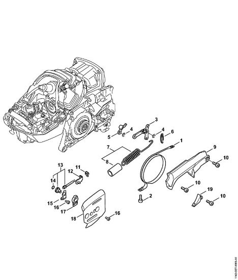 Motosierras de gasolina (MS) MS 462 Freno de cadena, Dispositivo tensor de la cadena de la marca Stihl