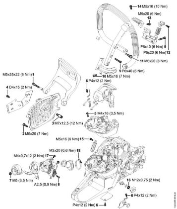 Motosierras de gasolina (MS) MS 462 C-M Pares de apriete de la marca Stihl