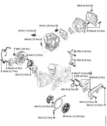 Motosierras de gasolina (MS) MS 462 C-M Pares de apriete de la marca Stihl