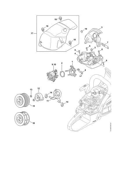Imagen de Soporte del carburador, Filtro de aire, Cubierta M-Tronic MS 462 C-M R Rettungssí¤ge