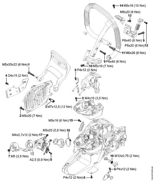 Motosierras de gasolina (MS) MS 462 C-M VW Pares de apriete de la marca Stihl