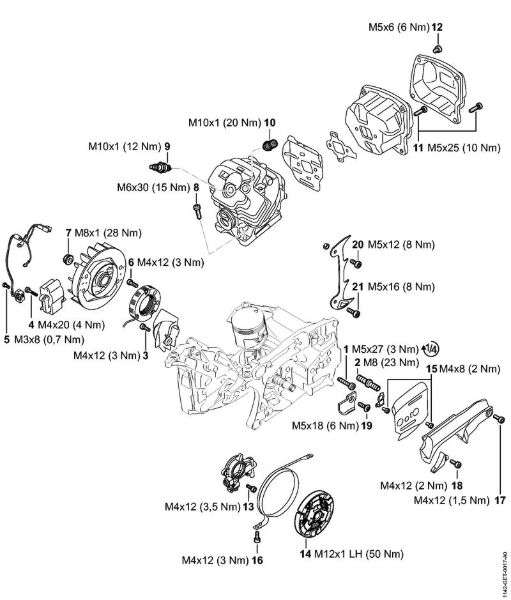 Motosierras de gasolina (MS) MS 462 C-M VW Pares de apriete de la marca Stihl