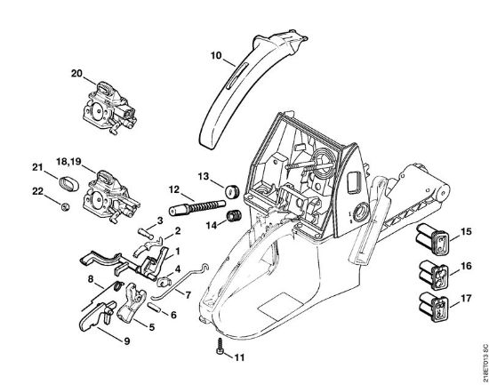 Motosierras de gasolina (MS) MS 650 Mecanismo del acelerador de la marca Stihl