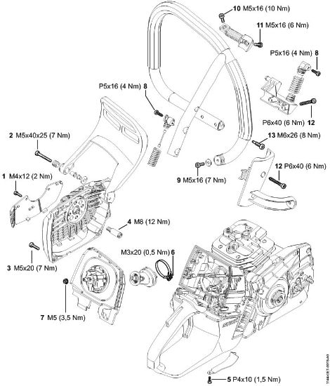 Motosierras de gasolina (MS) MS 651-R Pares de apriete de la marca Stihl