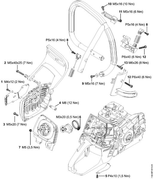 Motosierras de gasolina (MS) MS 651-R Pares de apriete de la marca Stihl