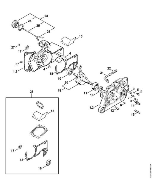 Motosierras de gasolina (MS) MS 660 Cárter del cigüeóal de la marca Stihl