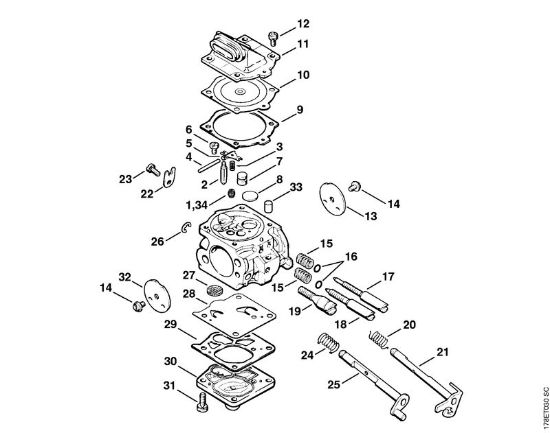 Motosierras de gasolina (MS) MS 660 Carburador WJ-67 de la marca Stihl