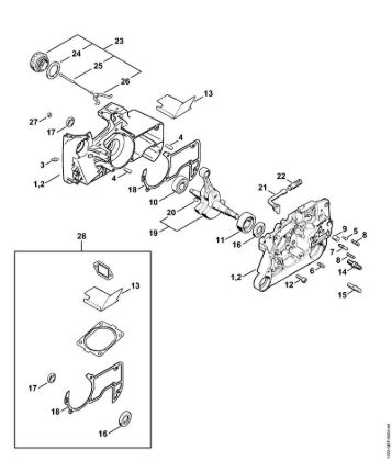 Motosierras de gasolina (MS) MS 660-Magnum Cárter del cigüeóal de la marca Stihl