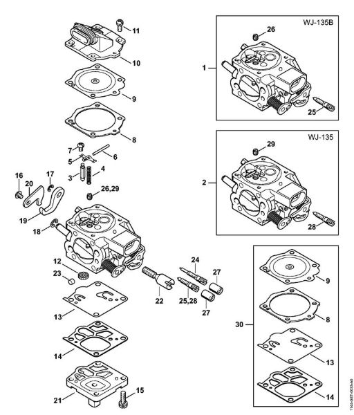 Motosierras de gasolina (MS) MS 661 Carburador WJ-135 de la marca Stihl