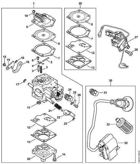 Motosierras de gasolina (MS) MS 661 C-M W Carburador WJ-134 de la marca Stihl