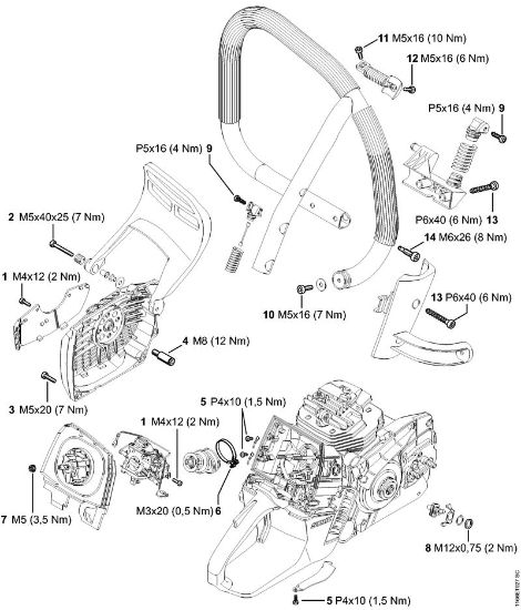 Motosierras de gasolina (MS) MS 661 C-M W Pares de apriete de la marca Stihl