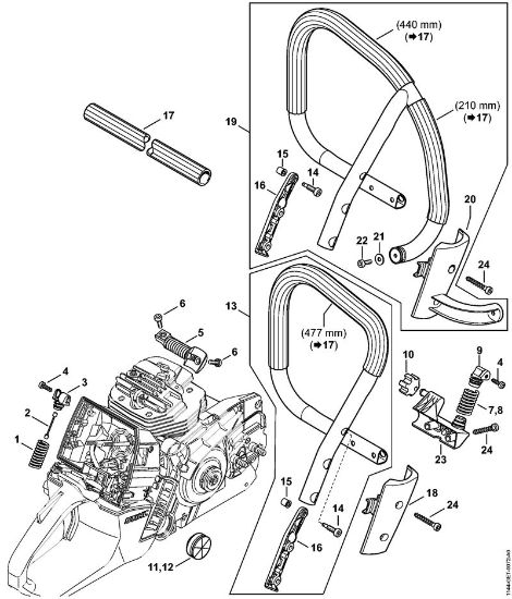 Motosierras de gasolina (MS) MS 661 C-M W Systema AV, Manillar tubular de la marca Stihl