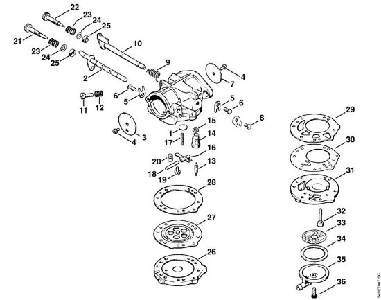 Motosierras de gasolina (MS) MS 720 Carburador LB-S9 de la marca Stihl
