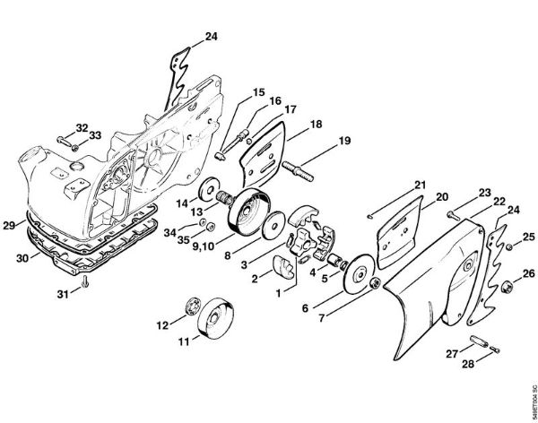 Motosierras de gasolina (MS) MS 720 Embrague, Tapa del pióón de la marca Stihl