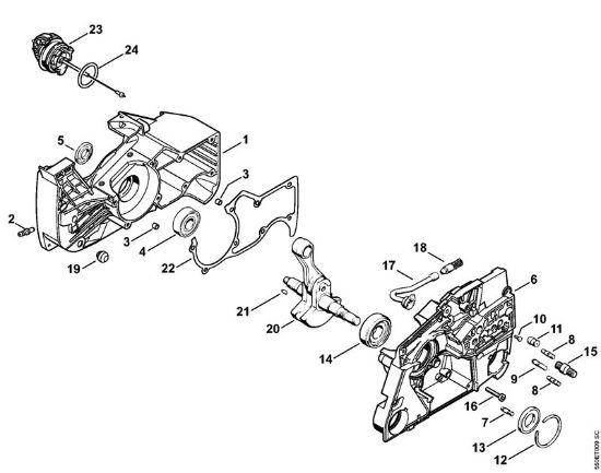 Motosierras de gasolina (MS) MS 780 Cárter del cigüeóal de la marca Stihl