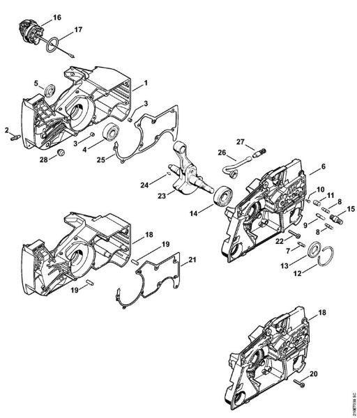 Motosierras de gasolina (MS) MS 880 Cárter del cigüeóal de la marca Stihl