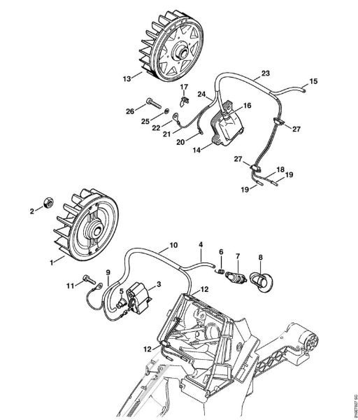 Motosierras de gasolina (MS) MS 880 Sistema de encendido de la marca Stihl