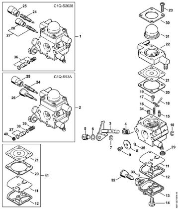 Multimotor (MM) MM 55 Carburador C1Q-S202, C1Q-S93 de la marca Stihl