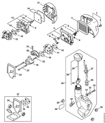 Multimotor (MM) MM 55 Filtro de aire, Depósito de combustible de la marca Stihl