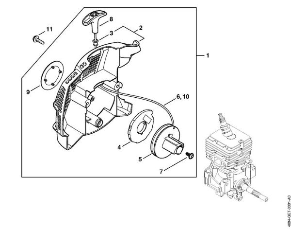 Multimotor (MM) MM 56 Mecanismo de arranque de la marca Stihl