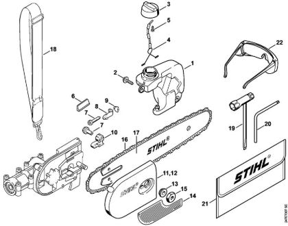 Podadoras de altura eléctricas (HTE) HTE 60 Bomba de aceite, Tapa del pióón de cadena, herramientas de la marca Stihl