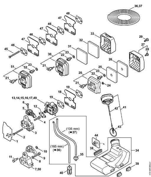Podadoras en altura (HT) HT 70 Filtro de aire, Depósito de combustible de la marca Stihl