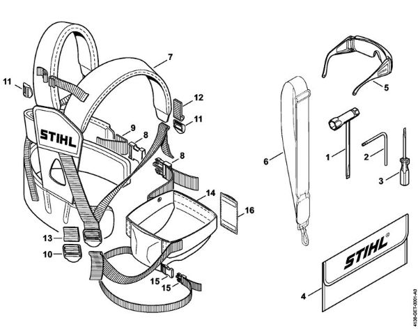 Podadoras en altura (HT) HT 70 Herramientas, Cinturón de porte doble de la marca Stihl