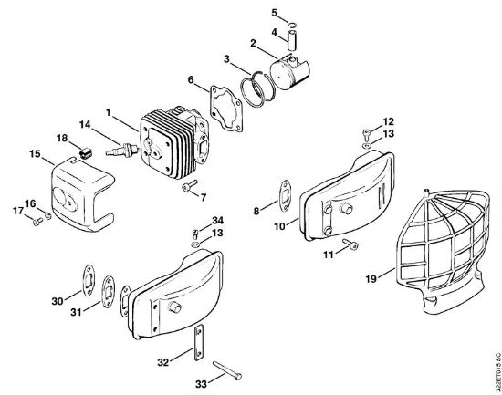 Atomizadores (SR) BG 17 Cilindro, Pistón de la marca Stihl