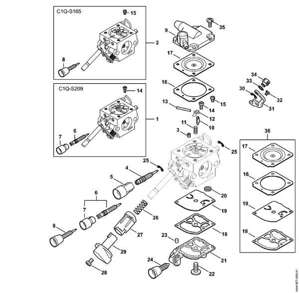 Atomizadores (SR) SR 430 Carburador C1Q-S209, C1Q-S165 de la marca Stihl