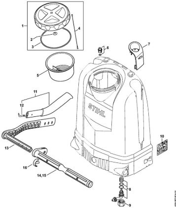 Pulverizadores de mochila (SG) SG 51 Recipiente de la marca Stihl
