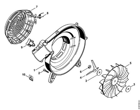 Picadoras de aspiración (SH) SH 55 Carcasa del ventilador exterior, Rueda de ventilación de la marca Stihl