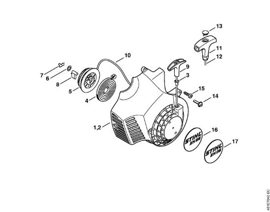 Picadoras de aspiración (SH) SH 55 Mecanismo de arranque de la marca Stihl
