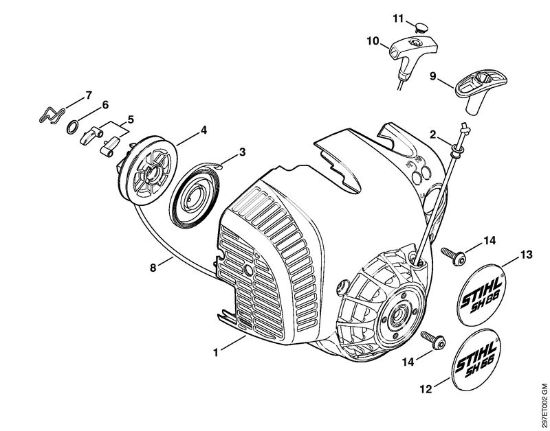 Picadoras de aspiración (SH) SH 56-D Mecanismo de arranque de la marca Stihl