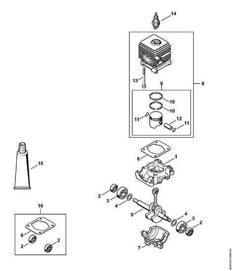 Picadoras de aspiración (SH) SH 85 Cárter del cigüeóal, Cilindro de la marca Stihl