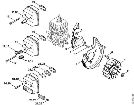 Picadoras de aspiración (SH) SH 85 Sistema de encendido, Silenciador de la marca Stihl