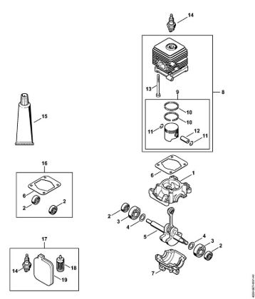 Picadoras de aspiración (SH) SH 85-DZ Cárter del cigüeóal, Cilindro de la marca Stihl