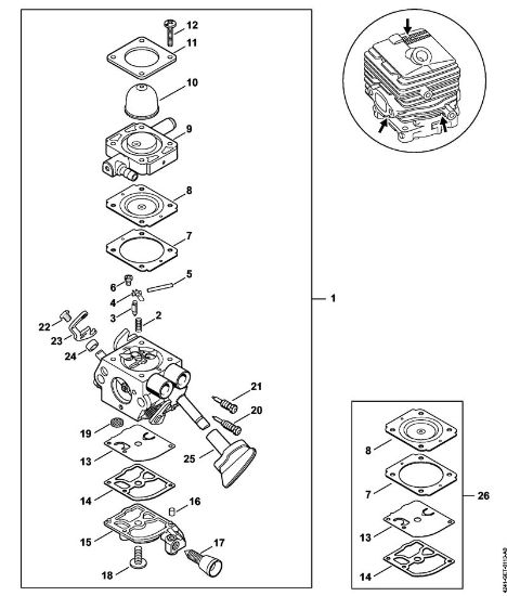 Picadoras de aspiración (SH) SH 86 Carburador 4241/23 de la marca Stihl