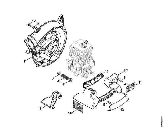 Picadoras de aspiración (SH) SH 86 C-E D Carcasa del ventilador interior SH 86 de la marca Stihl