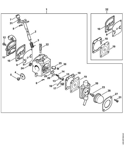 Sopladores (BG, BR) BG 45 Carburador C1Q-S48 BG 45 (04.2001) de la marca Stihl