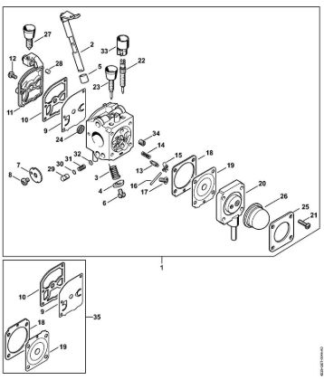 Sopladores (BG, BR) BG 45 Carburador C1Q-S73 (45.2006) de la marca Stihl